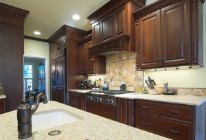 beautiful custom kitchen with cherry cabinets and high-end fixtures
